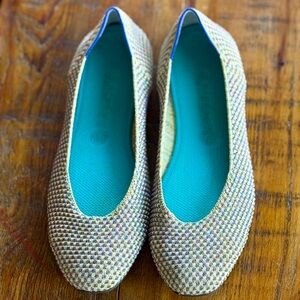 ROTHY’S Limited Edition Square Toe Multi Metallic Flat Size 11.5 EUC